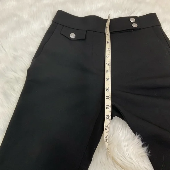 Veronica Beard Women's Black Renzo Side Button High Rise Slim Pants Size 00